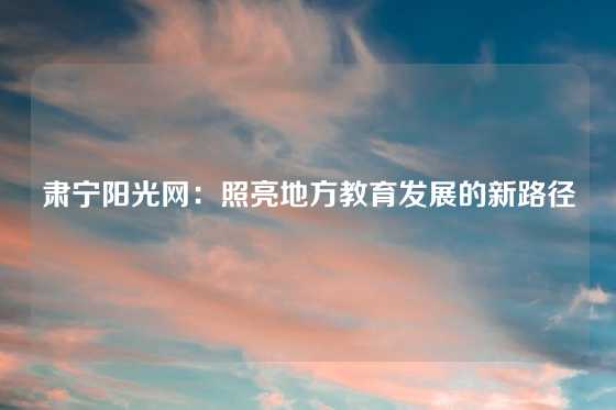 肃宁阳光网:照亮地方教育发展的新路径