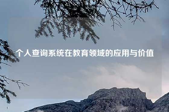 个人查询系统在教育领域的应用与价值