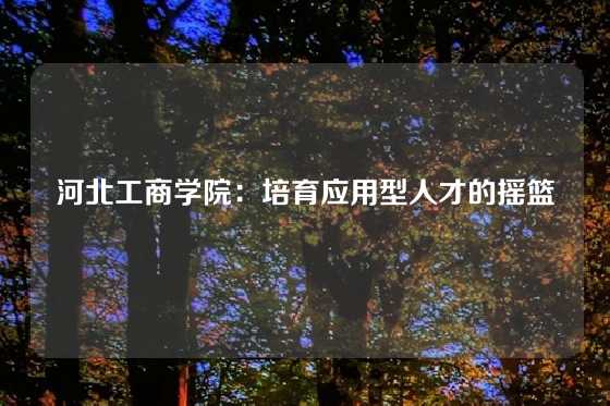 河北工商学院：培育应用型人才的摇篮