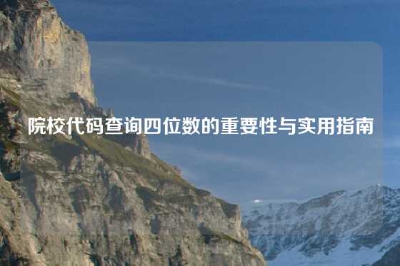 院校代码查询四位数的重要性与实用指南