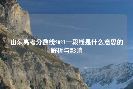 山东高考分数线2021一段线是什么意思的解析与影响