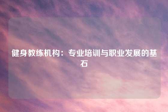 健身教练机构：专业培训与职业发展的基石