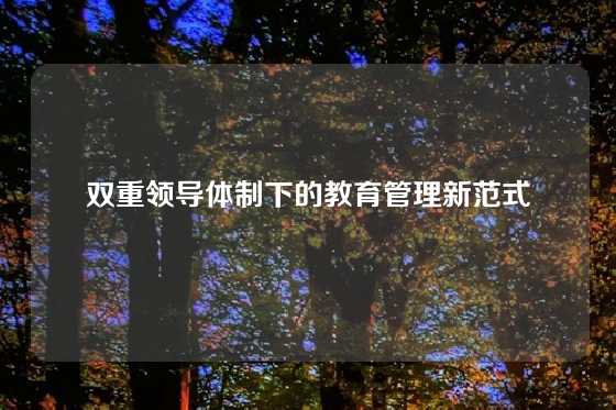 双重领导体制下的教育管理新范式