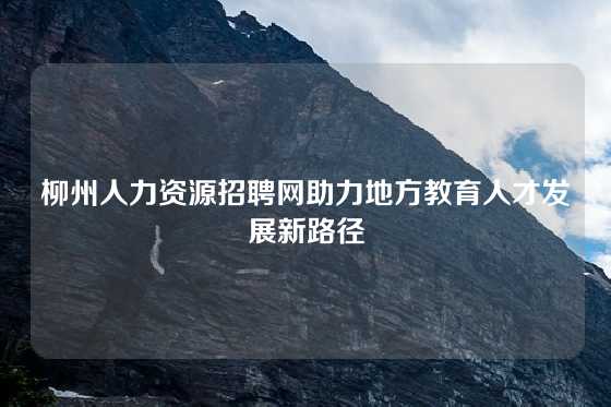 柳州人力资源招聘网助力地方教育人才发展新路径