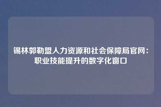 锡林郭勒盟人力资源和社会保障局官网：职业技能提升的数字化窗口